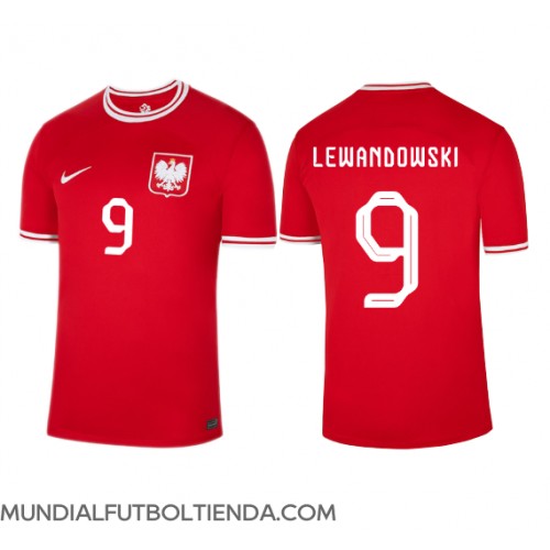 Camiseta Polonia Robert Lewandowski #9 Segunda Equipación Replica Mundial 2022 mangas cortas